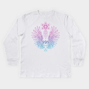 Angel Number 999 Sacred Geometry Kids Long Sleeve T-Shirt